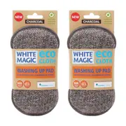 2x White Magic Eco Cloth Grease/Grime Wash Scrubbing Glass/Dishes Wipe/Pad CHC