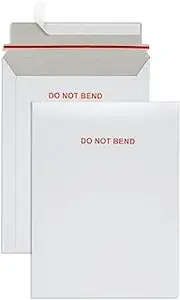 Blue Summit 9” x 12” Self-Seal Rigid Document Mailers Stay, 100 Pack of Flat White Cardboard Envelopes, “Do Not Bend”, 100 Mailing Envelopes for Businesses