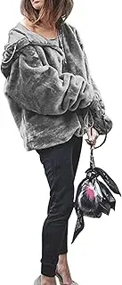 [Jueshanzj] Women's Fluffy Long Sleeve Hooded Pullover