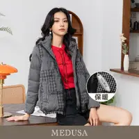 在飛比找momo購物網優惠-【MEDUSA 曼度莎】現貨-超蓬鬆黑白格羽絨外套（90%羽