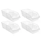 4 x Plastic Basket 2 Section Pantry Kitchen Tub Food Vegetable Storage Container