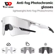 WEST BIKING Anti-Fog Photochromic Glasses Sunglasses Sports Bike Goggles White