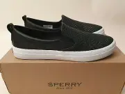 Sperry Crest Scallop Perf Leather Women 'Black' Boat Shoes New (US9) casual