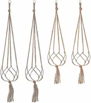 4pcs Hanging Rope Macrame Plant Pot Holder Hanging Plant Hanger Garden Decoration-2pcs 105 Cm And 2pcs 90 Cm
