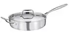 Faure Tri-Ply Stainless Steel Saute Pan with Lid, Helper Handle-All Stoves 3.5qt