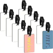 Lyaciomn 10Piece Sublimation Blank Luggage Tags Blank Travel Bag Baggage Tags with Strap Double Sided MDF Suitcase Label Tag