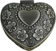 [Infinite U] Unendlich U Luxury Jewellery Box Retro Style Antique Heart and Rose with Small Jewellery Box for Women, Pure Pewter Jewellery, Silver