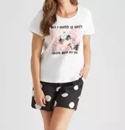Ladies size 14 / 16 All I NEED IS WIFI FOOD AND BED summer pyjamas Rivers NEW