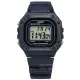 【CASIO 卡西歐】復古方型 計時碼錶 LED照明 鬧鈴 電子 橡膠手錶 藍紫色 42mm(W-218H-2A)