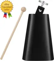 7 Inch Metal Steel Cow Bells Noise Makers Hand Percussion Cowbell with Stick