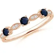Blue Sapphire & Diamond Marquise and Dot Ring