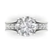 2.89ct Round Cut Pave Moissanite Promise Bridal Band set Sliding 14k White Gold