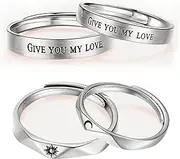 [Qimily] Chunky Personalized Open Ring Adjustable Statement Rings Set，4PCS Platinum Plated Rings For Women Men