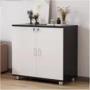 Office Filing Cabinet with Double Doors and Keys, Wood File Storage Cabinet, Metal Table Legs File Cabinet for Organization