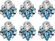uxcell 6Pcs Handmade Beaded Patches, Glass Crystal Rhinestone Appliques Vintage Sew on Beaded Patch for Clothing DIY Sewing Accessories, Light Blue