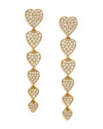 Nadri Real Love Pave Heart Linear Drop Earrings in 18K Gold Plated
