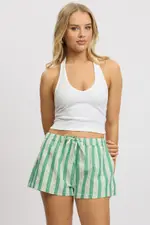Green Stripe Relaxed Shorts Low Rise - Size 16XL, Women's Shorts