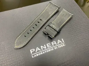 已售出【永大精品】Panerai 沛納海 原廠深黑色白線條 正常版 錶耳26mmX22mm 二手鱷魚皮錶帶