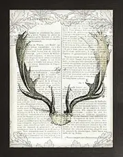 Frame Company Watson Range Regal Antlers on Newsprint II by Sue Schlabach, Frame - A4, Black