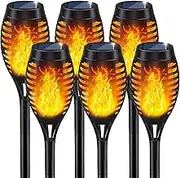 Solar Lights Outdoor, Solar Garden Lights with Flickering Flame for Garden Decorations, Solar Torch Light, Waterproof Solar Powered Outdoor Lights, Flame Torches for Outside Patio Pathway Yard(6 Pack)