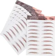 ASAKKURA Men's Brown Eyebrow Stickers Authentic 6 Sheets 3d Water Transfer Temporary Eyebrow Makeup Kit