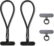 MORSUNBELA 2 PCS Phone Lanyard,Cell Phone Charm Short,Lanyard Wrist Strap Phone Chain for Keys Cameras,Universal keychain Charm(Black+Black)