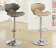 2PC Adjustable Swivel Barstool Bar Pub Stool Bonded Leather Curved Seat-2 Colors