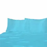 Aquamarine 1000TC Silk Satin Single KS Double Queen King Fitted Flat Pillowcase Sheet Set