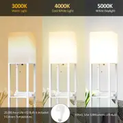Catzon Floor Lamp with Shelves - Shelf Floor Lamps by Solid Wood with 2 USB Ports & 1 Power Outlet for Bedrooms Living Room (Black)