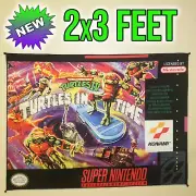 TMNT 4 Turtles in Time 2x3 foot tapestry / Super Nintendo banner wall flag