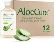 AloeCure Pure Aloe Vera Juice for Bouts of Acid Reflux, Heartburn, and IBS - Natural, 12 Pack