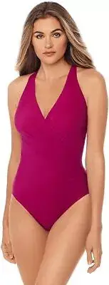 Miraclesuit Women's Swimwear Wrapsody Tummy Control Soft Cup 1 pc Swimsuit pink