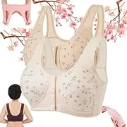 [QINMAO] Daisy Bra,Comfortable & Convenient Front Button Bra,Front-Closure Cotton Bra for Old Women