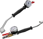 2 Pcs Tire Inflator Nozzle with Pressure Gauge Quick Connect Air Compressor Attachments for Trucks Extended Reach Design for Efficient Tire Inflation Portable and Easy to Carry