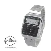 Casio Digital Dual Time Calculator Stainless Steel Band Watch CA-500WE-1A