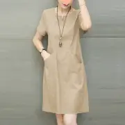 ZANZEA Women Daily Casual Side Pockets V-Neck Short Sleeves Solid Color Dresses