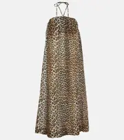 [Ganni] Ganni Leopard-print voile maxi dress AU 8 multicoloured