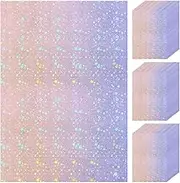 Nezyo 60 Sheets Holographic Laminate Sheets Clear Glitter A4 Size Vinyl Sticker Paper Holographic Overlay Self Adhesive Waterproof Transparent Film, 11.7 x 8.3 Inch (Star Style)