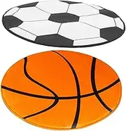 Angoily 2pcs Round Soccer Chair Mat Non Slip Football Carpet for Office Living Room Bedroom Playroom Soundproof Design Versatile Indoor Rug for Rolling Chairs