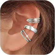 [Poxtex] Ear Cuffs for Women Non Piercing 14K Gold Plated 925 Sterling Silver Earrings Fake Piercing Small Hypoallergenic Tiny Dainty Cubic Zirconia Clip on Nose Cartilage Hoop Jewelry Gifts for Men
