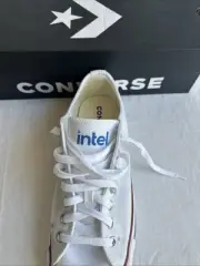 Converse All Star Low Top Shoes M7652 Intel Corp Men’s 9.5 White Limited Edition