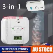 3-in-1 Detector LCD Display Smoke Detector & Carbon Monoxide Alarm Test Battery