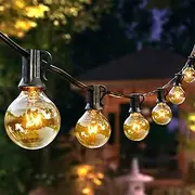 LED Outdoor String Lights Hanging Globe Patio Lights 10ft 10LED/25ft 25LED/30ft 30LED/50ft 50LED G40 with Clear Bulbs Connectable Backyard Lights for Indoor Ou