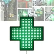 Pharmacy Cross Sign LED Light, with Pull Cord Switch - 48x48x2.5cm Electric Medical Cross Lamp 3 Modes for Drugstore/Clinic/Home Decor - Dimmable Green Neon Advertising Sign for Window Display