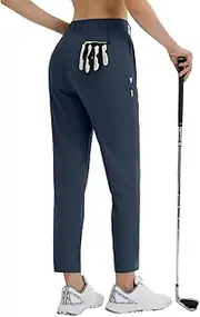 [baleaf] Women's Golf Pants Stretch with Belt Loops Zipper Pockets Travel Casual Work Bussiness Dress UPF 50+