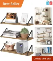 Contactless Installation Rustic Wood Shelves - Set of 3 for Elegant Wall Display