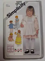 Dress Pinafore Smocking Childs 1 1T Simplicity 5293 Sewing Pattern Cottagecore