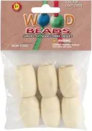 Pepperell Oval Wood Beads 32mmX22mm 6/Pkg-Natural PWB3222-03