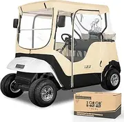10L0L 2 Passenger Golf Cart Driving Enclosures for EZGO TXT, 600D Waterproof Portable Transparent Golf Cart Cover Storage Enclosure - 4-Sided (Roof up to 59" L)