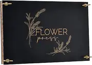 MJLB Goods Flower Drying & Press Kit - Wooden Box With Tools & Blotting Paper for Kids & Adults, Preservation Kit for Pressing & Drying Flowers (Black Brown)